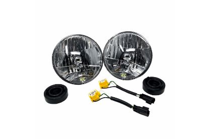 KC HiLiTES 7 Inch Headlight - H4 Halogen - 2-Lights - 55W, 60W DOT Headlight - for 07-18 Jeep JK
