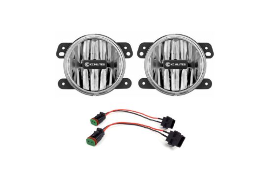 KC HiLiTES 4 Inch Gravity LED G4 - 2-Light System - SAE, ECE - 10W Fog Beam - for 18-23 Jeep JL, JT Stock Bumper