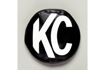 KC HiLiTES 5 Inch Light Cover - Round - Soft Vinyl - Pair - Black, White KC Logo