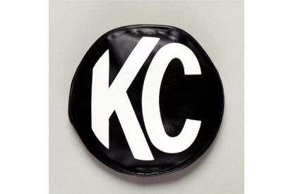KC HiLiTES 8 Inch Light Cover - Round - Soft Vinyl - Pair - Black, White KC Logo