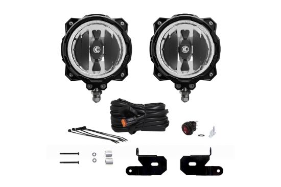 KC HiLiTES 6 Inch Pro6 Gravity LED - Pillar Mount - 2-Light System - 20W Spot Beam - for 18-23 Jeep JL, JT, 4xe