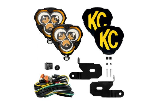 KC HiLiTES FLEX ERA 3 - 2-Light System - Pillar Mount - 40W Spot Beam - for 18-23 Jeep JL, JT, 4xe