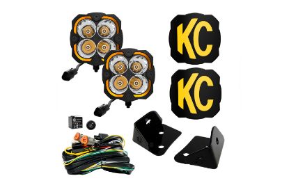 KC HiLiTES FLEX ERA 4 - 2-Light System - Pillar Mount - 80W Spot Beam - for Jeep JK