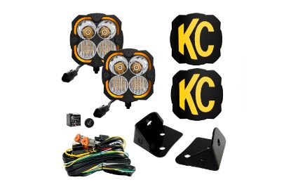 KC HiLiTES FLEX ERA 4 - 2-Light System - Pillar Mount - 80W Combo Beam - for Jeep JK