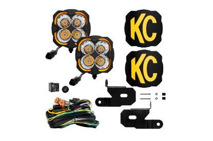 KC HiLiTES FLEX ERA 4 - 2-Light System - Pillar Mount - 80W Spot Beam - for 18-23 Jeep JL, JT, 4xe