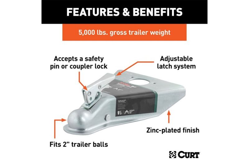 2" A-Frame Coupler with Posi-Lock (5,000 lbs, Zinc)