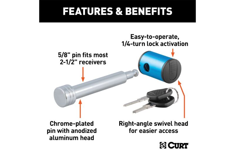 5/8" Hitch Lock (2" or 2-1/2" Receiver, Right-Angle, Chrome)