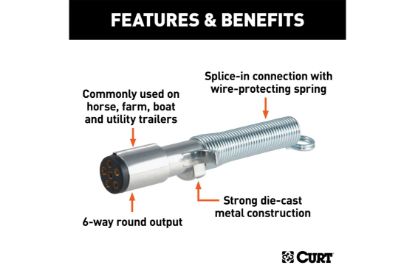 6-Way Round Connector Plug with Spring (Trailer Side)