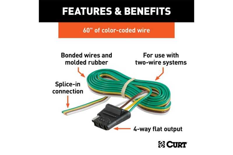 4-Way Flat Connector Socket with 60" Wires (Vehicle Side)