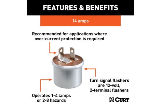 14-Amp Turn Signal Flasher (1-4 Lamps, 2-8 Hazards)