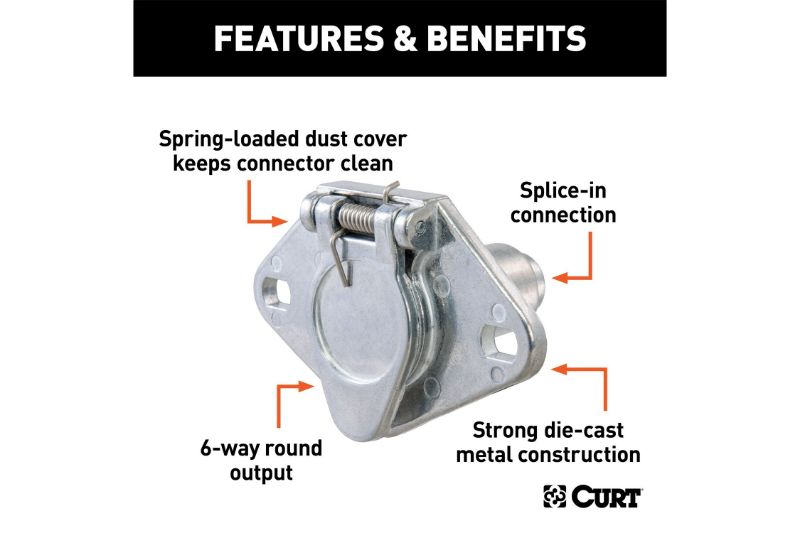 6-Way Round Connector Socket (Vehicle Side, Diecast Metal)