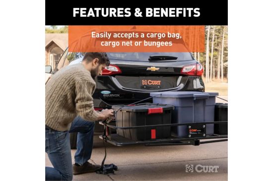 60" x 24" Black Steel Basket Cargo Carrier (Folding 2" Shank, 500 lbs.)