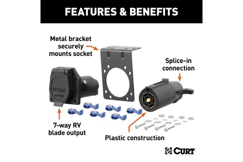 7-Way RV Blade Connector Plug & Socket with Hardware (Packaged)