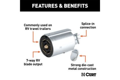 7-Way RV Blade Connector Plug (Trailer Side, Diecast Metal)