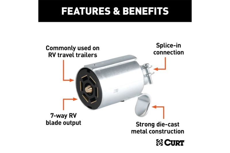7-Way RV Blade Connector Plug (Trailer Side, Diecast Metal)