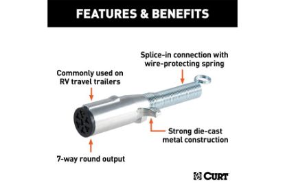7-Way Round Connector Plug with Spring (Trailer Side)