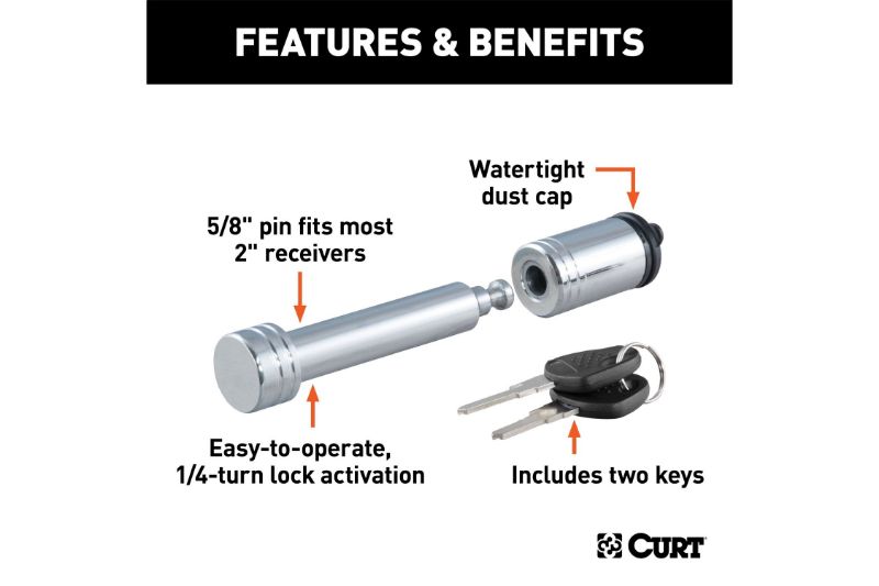 5/8" Hitch Lock (2" Receiver, Barbell, Chrome)