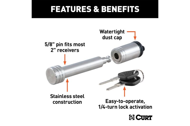 5/8" Hitch Lock (2" Receiver, Barbell, Stainless)