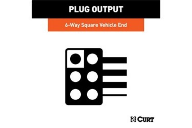 6-Way Square Connector Socket with 12" Wires (Vehicle Side, Packaged)