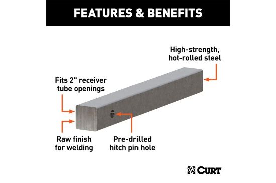 2" x 18" Raw Steel Hitch Bar