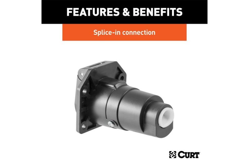 7-Way RV Blade Connector Socket (Vehicle Side, Black Plastic)