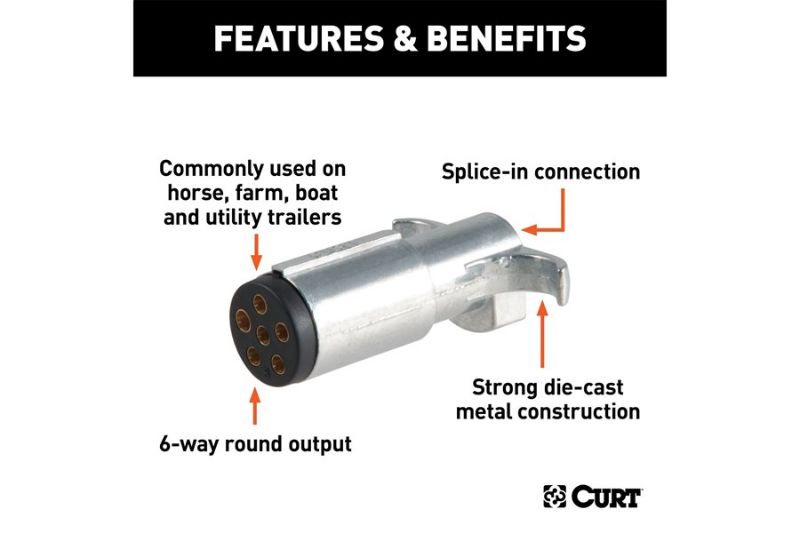 6-Way Round Connector Plug (Trailer Side, Packaged)