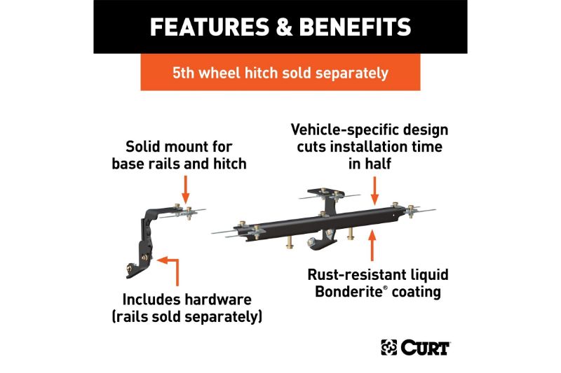 Custom 5th Wheel Brackets, Select Ram 1500 with Factory Air Suspension