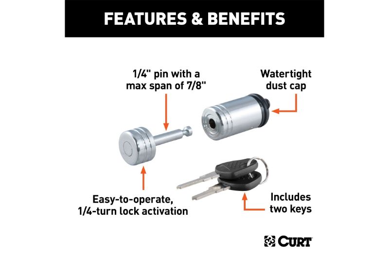 Coupler Lock (1/4" Pin, 7/8" Latch Span, Barbell, Chrome)
