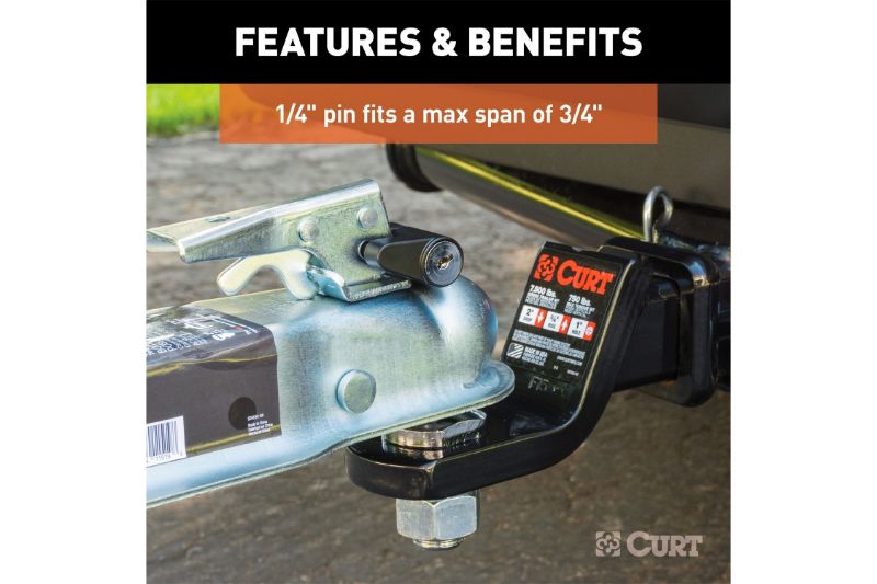 Coupler Lock (1/4" Pin, 3/4" Latch Span, Padlock, Black)