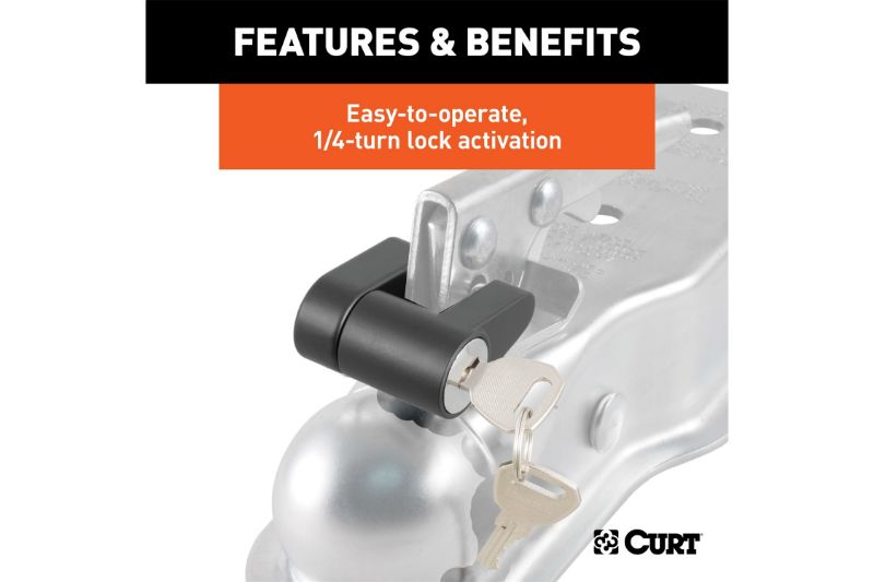 Coupler Lock (1/4" Pin, 3/4" Latch Span, Padlock, Black)