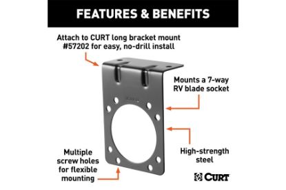 Connector Mounting Bracket for 7-Way RV Blade (Black, Packaged)
