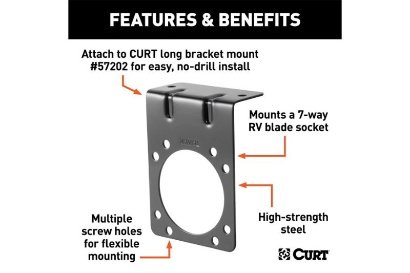 Connector Mounting Bracket for 7-Way RV Blade (Black, Packaged)