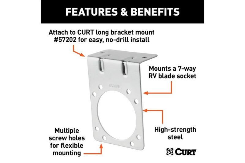 Connector Mounting Bracket for 7-Way RV Blade (Zinc, Packaged)