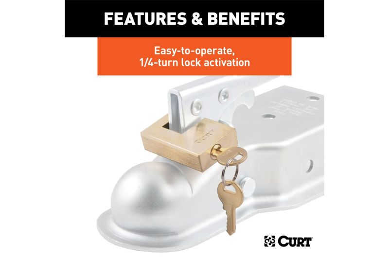 Coupler Lock (1/4" Pin, 3/4" Latch Span, Padlock, Solid Brass)