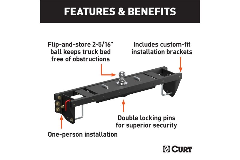 Double Lock EZr Gooseneck Hitch Kit with Brackets, Select Silverado, Sierra HD