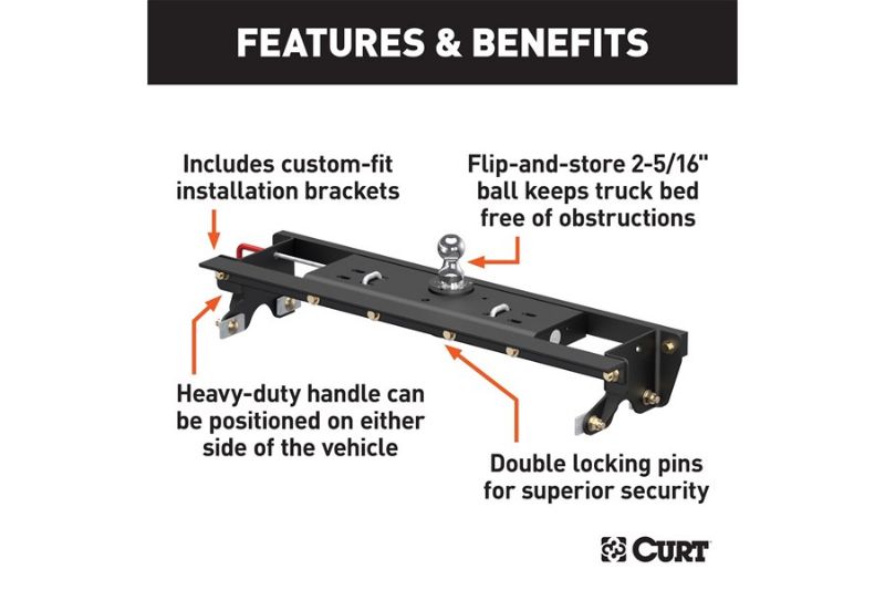 Double Lock Gooseneck Hitch Kit with Brackets, Select Ford F-150