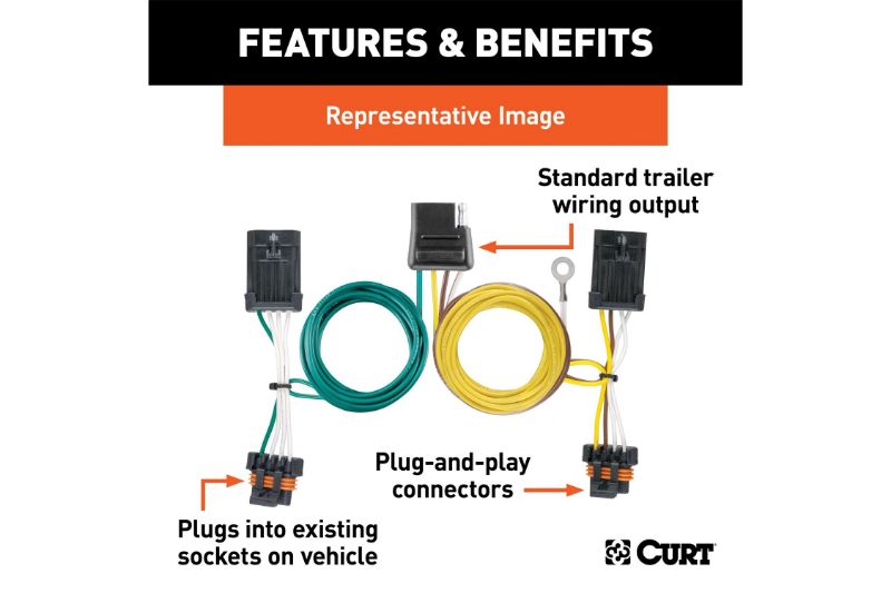 Custom Wiring, 4-Flat, Select Chevy Express, GMC Savana 1500, 2500, 3500, 4500