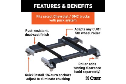 Puck System 5th Wheel Roller Adapter, 20K, Select Silverado, Sierra, 6.5 Bed