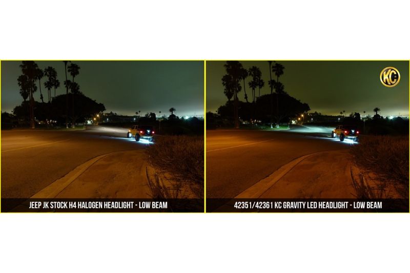 KC HiLiTES 7 Inch Gravity LED - Single Headlight - SAE, ECE - 40W Driving Beam - for 97-06 Jeep TJ