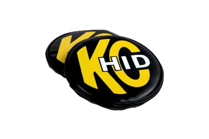 KC HiLiTES 8 Inch Light Cover - Soft Vinyl - Pair - Black with Yellow KC HID Logo