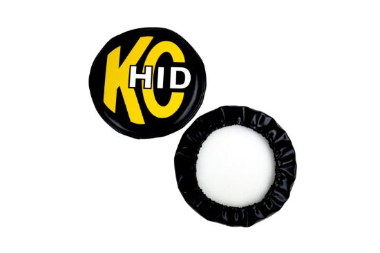 KC HiLiTES 8 Inch Light Cover - Soft Vinyl - Pair - Black with Yellow KC HID Logo