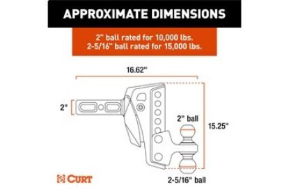 Rebellion XD Adjustable Cushion Hitch (2" Shank, 2", 2-5/16" Balls, 15K)