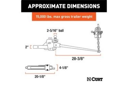 Short Trunnion Bar Weight Distribution Hitch with Sway Control (10-15K, 28-3/8")