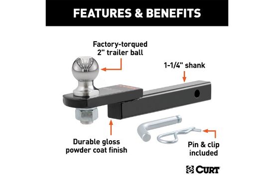 Towing Starter Kit with 2" Ball (1-1/4" Shank, 3,500 lbs, 3/4" Rise)