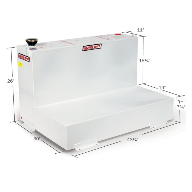 weather guard transfer tank l shape 75 gallon steel white finish