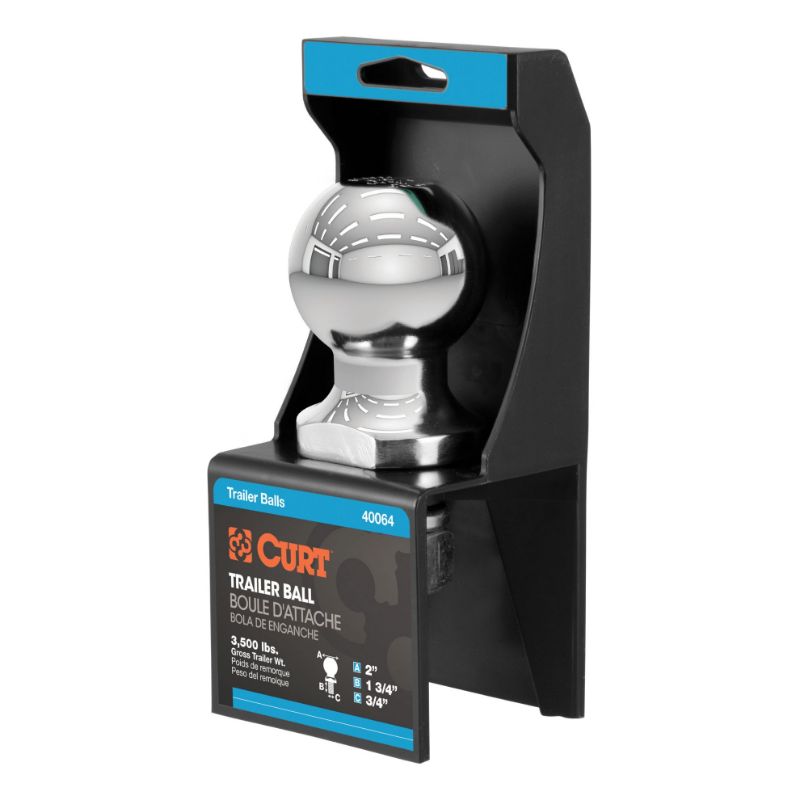 2 trailer ball 34 x 1 34 shank 3500 lbs chrome packaged