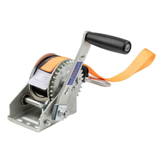 curt hand crank winch with 15 strap bow loop 900 lbs 65 handle