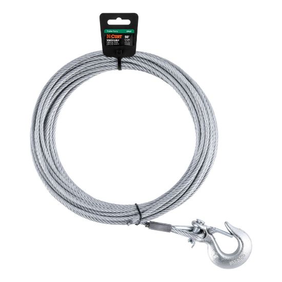 Picture of Curt 50 ft Winch Cable with Snap Hook (5,600 lbs.)