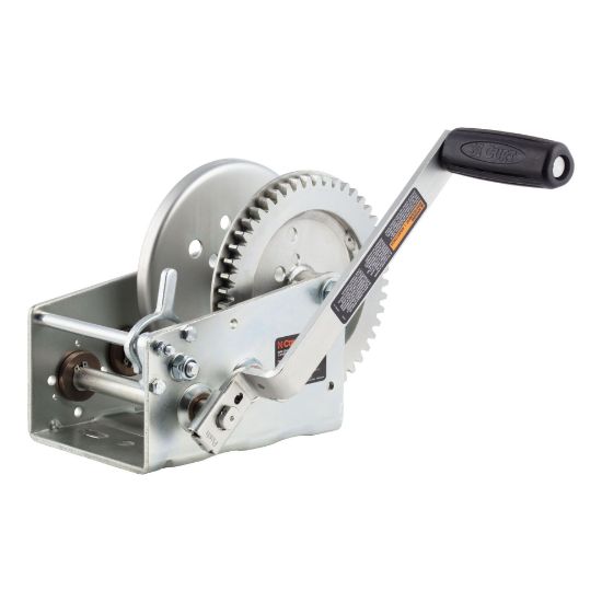 Picture of Curt Hand-Crank 2-Speed Winch, 3,200 lbs, 17.5:1 Low Gear Ratio, 9.6 in Handle