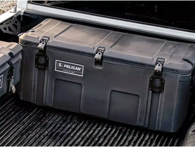 Picture of Secure your Pelican Cargo case to any truck bed with the Universal Cross-Bed Mount. Heavy-duty steel, elevated storage, and side-access.